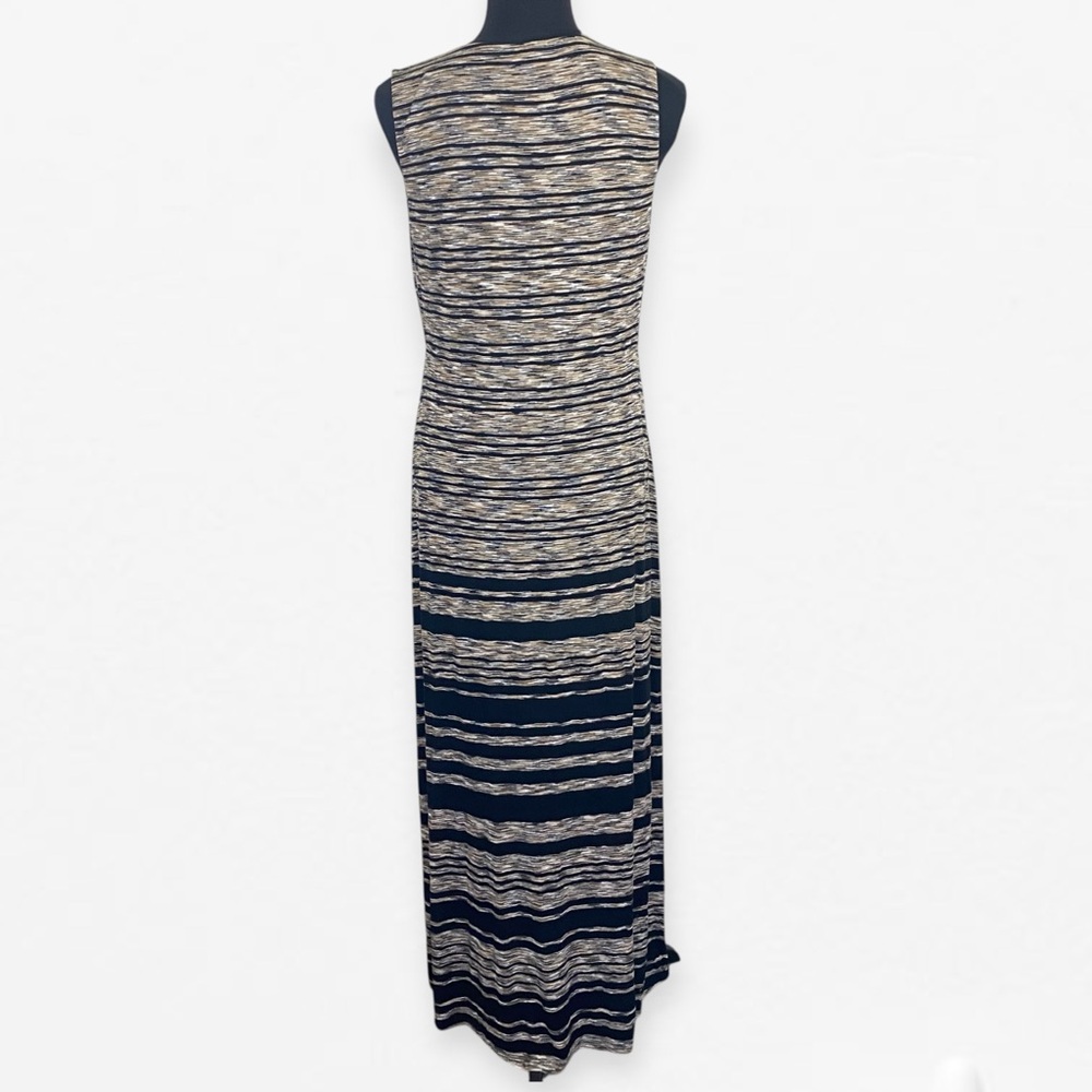 Chico's Black Brown Sleeveless V-Neck Sheath Stretch Maxi Dress Sundress 1 M - Picture 4 of 8